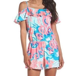 Lilly Pulitzer Klea Jumpsuit Cold Shoulder Romper Size XS